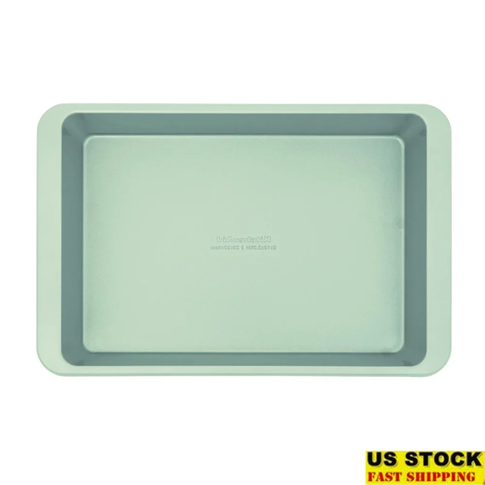 Sartén para tartas y plato para hornear de hoja antiadherente de acero aluminizado de 9 x 13 pulgadas, color verde pistacho