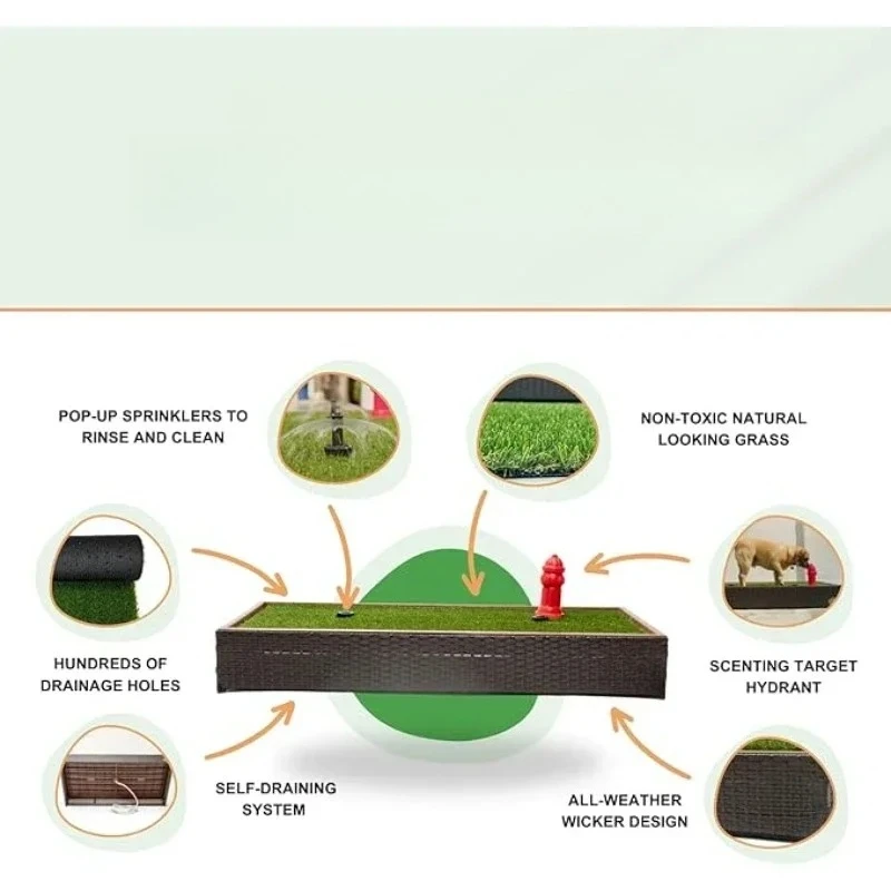 

NEW Self-Draining Dog Potty with 2 Pop-up Sprinklers Reusable Artificial Dog Grass with Tray for Apartments, Balconies