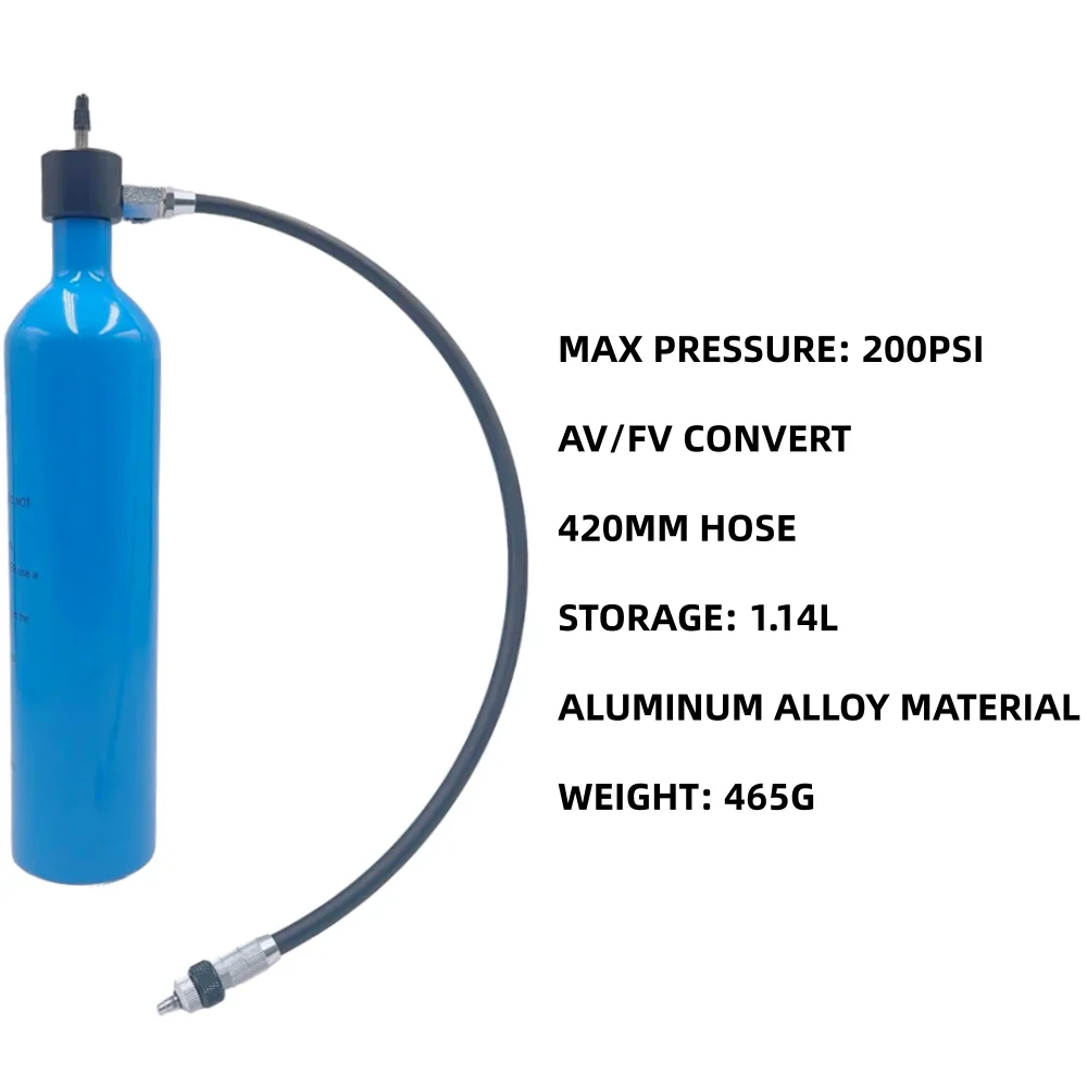 Booster d'air pour pneus sans chambre à air 1,15 l, en alliage d'aluminium, gonfleur de route pour vtt, bouteille d'air pour pneus, Valve, cylindre de gaz et accessoires