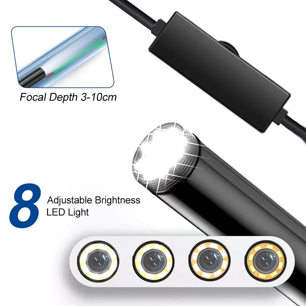 كاميرا المنظار من النوع C 1080P 2MP 1/3/5/10M كاميرا فحص خط أنابيب السيارة Borescope لنظام Android IOS iphone(15,16) #4