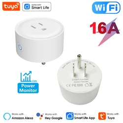 16A US Plug TUYA WIFI Smart Socket With Power Monitor Voice Control Timing Home Power Socket Works with Alexa Google Home