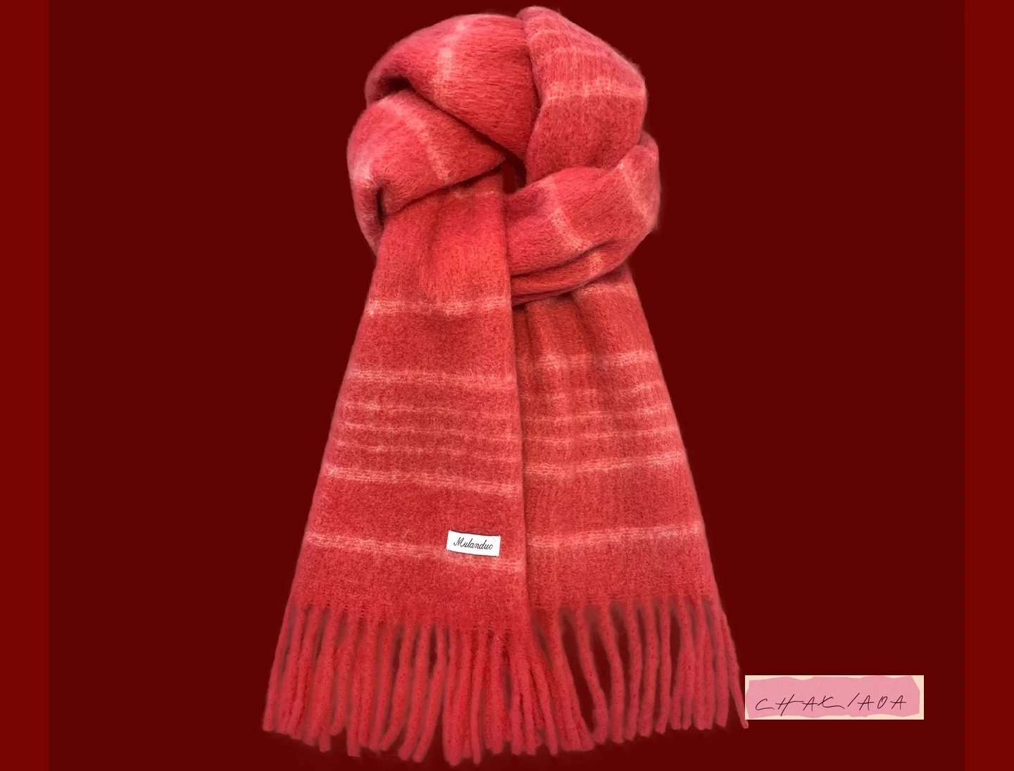 

Рождественская атмосфера, сладкий белый, розовый полосатый шерстяной длинный шарф, зимняя защита от холода и тепла шеи, мохеровая шаль с бахромой