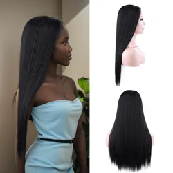 Synthetic Silky Straight U Part Wigs Straight Synthetic Hair Wig U Part Wigs for Women Black Silky Straight Synthetic Puffy Hair