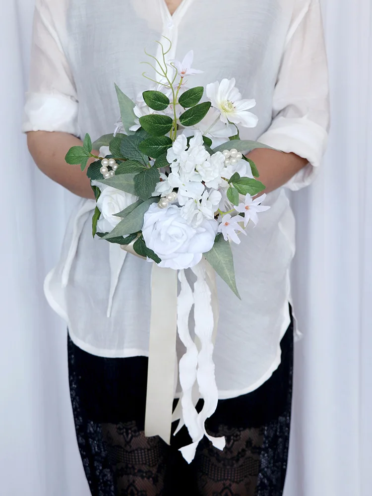 

European Style Bridal Bouquets Wedding Flowers White Flowers 21*39cm Wedding Accessories Decorations