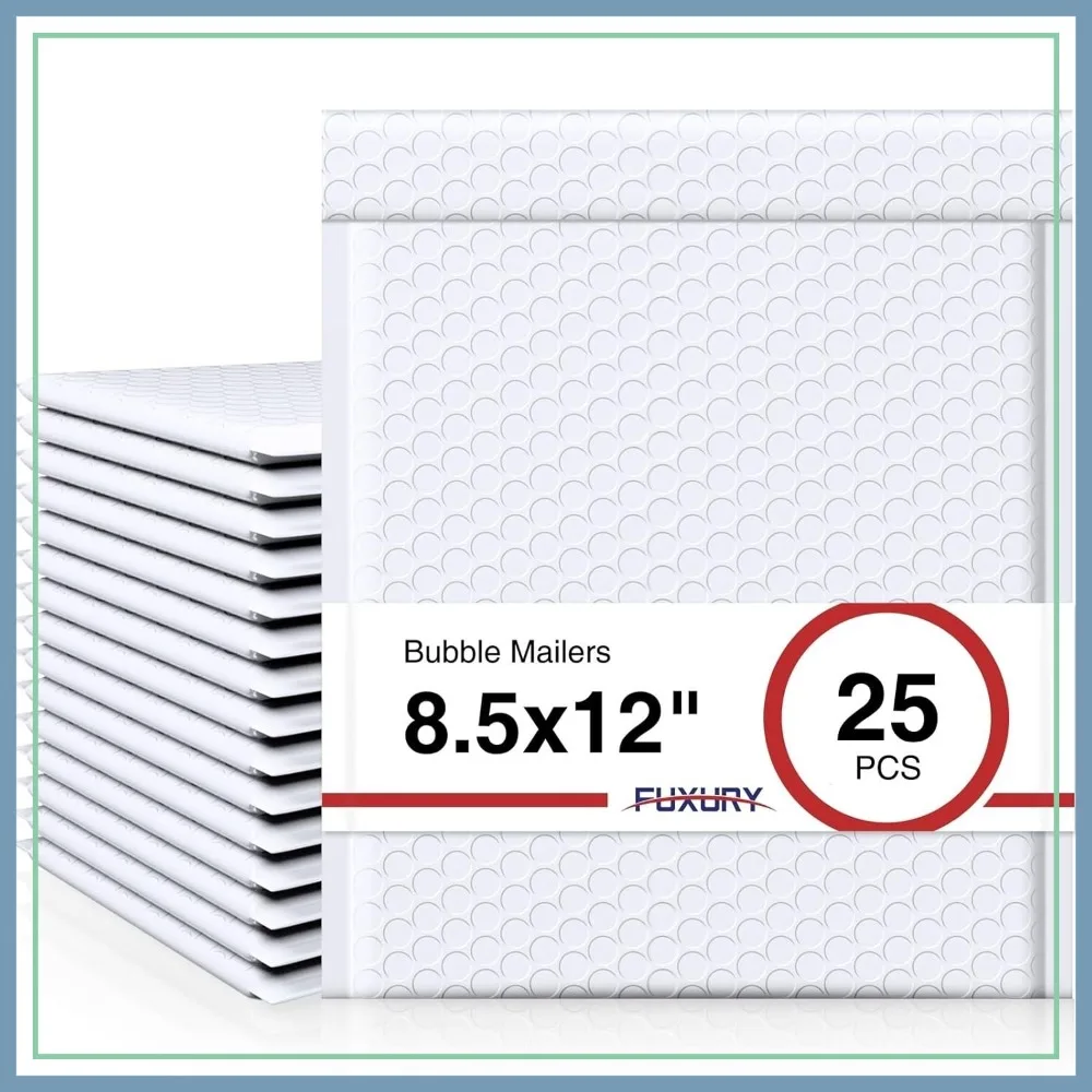 

Bubble Mailer 8.5x12 Inch 25 Pack Self-Seal Padded Envelopes Water Resistant for Mailing Packaging Small Business Shipping White