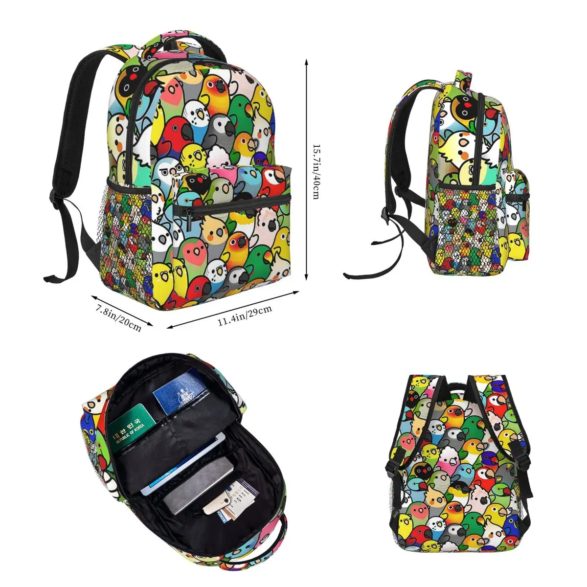 Everybirdy Pattern Backpacks Boys Girls Bookbag Children School Bags Cartoon Kids Rucksack Lunch Bag Pen Bag Three-Piece Set