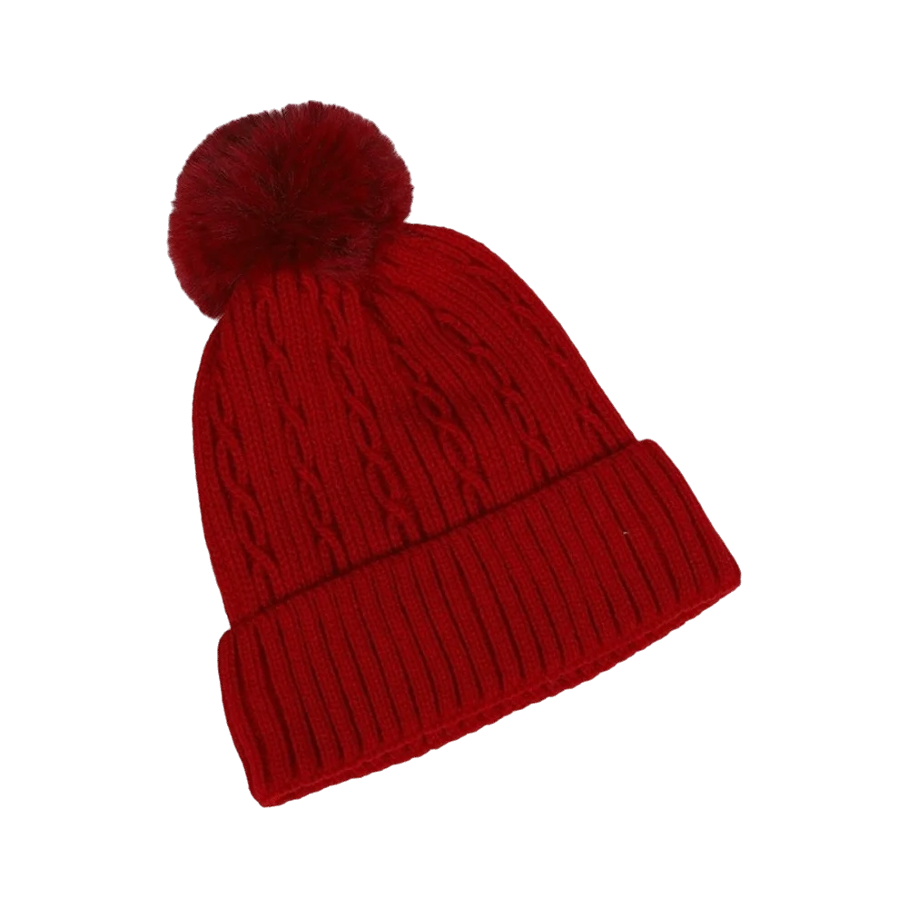 Fashion Winter Warm Pullover Cap Earmuffs with Fluffy Ball Knitted Hat All-match Solid Color Beanies Cap for Male Female