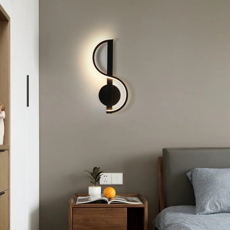 

Modern minimalist aluminum lighting fixtures Music note shaped wall lamp corridors bedrooms living rooms background walls light