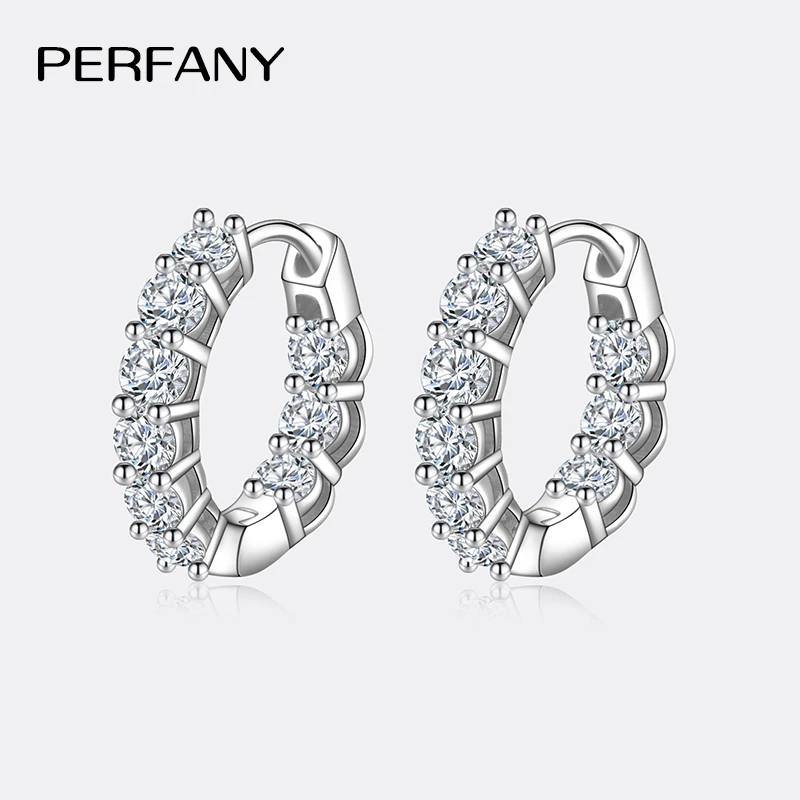 PERFANY 1.8CT All Moissanite Earrings for Women S925 Pure Silver GRA Certified Diamond Temperament Fashion Wedding Party Jewelry