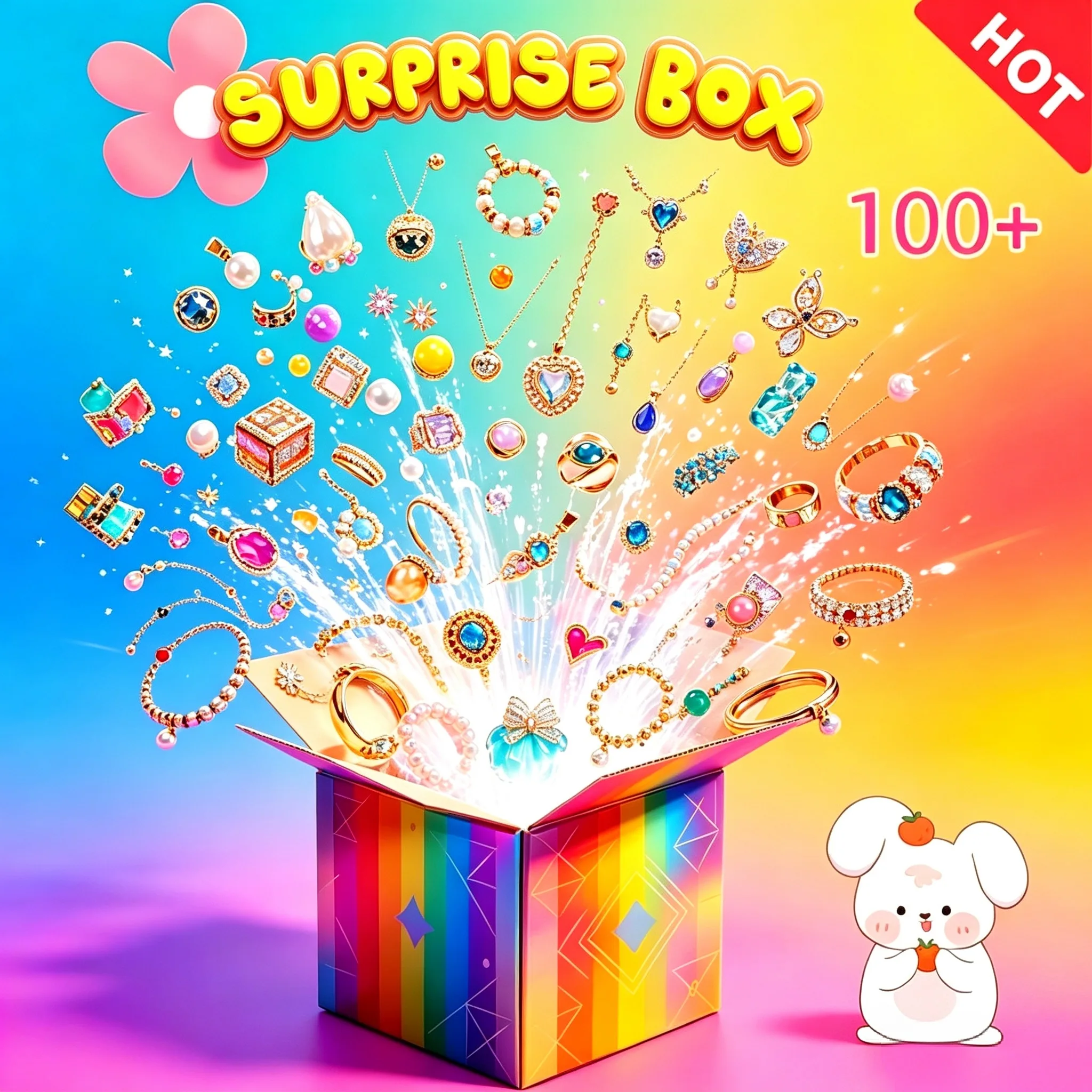Assorted Style Jewelry Blind Mystery Box, Dozens of Different Jewelry Types, Perfect Surprise Gift for Her, Daily Outfit Accessories Bundle