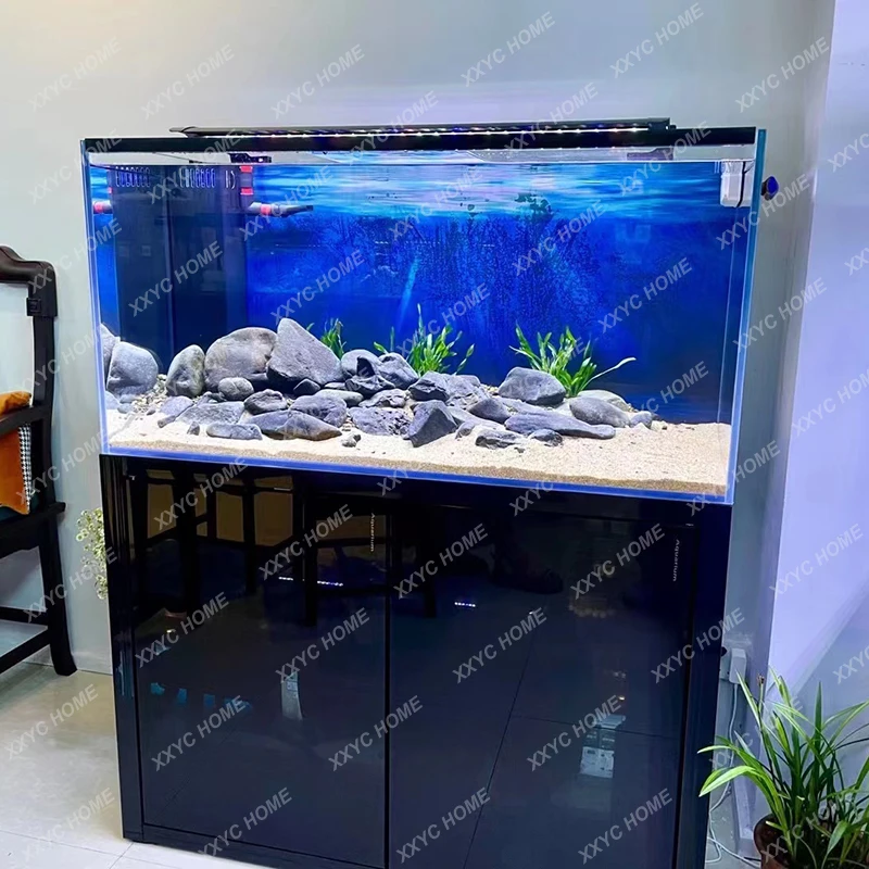 Fish Tank Living Room Creative Rain Drip Grass Tank Bottom Filter Aquarium Small Household Dry Wet Separation Glass Stream