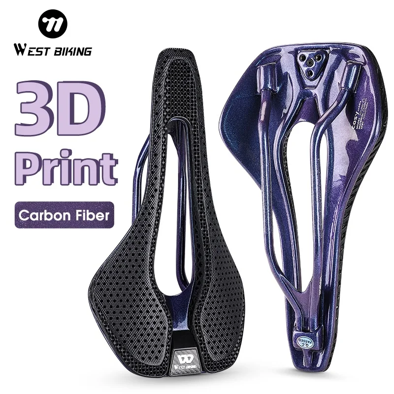 WEST BIKING 3D Printed Bike Saddle Ultralight Soft Bicycle Saddle Waterproof Men Women Triathlon MTB Mountain Road Bike Seat