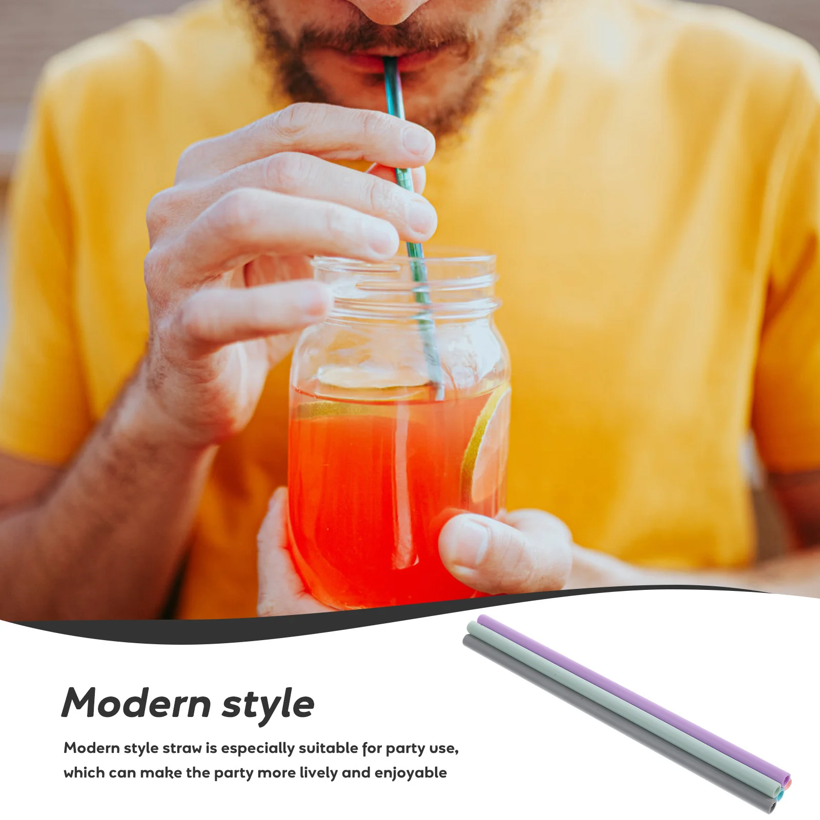 

6pcs Silicone Straws Reusable Smooth Drinking Straws For Party Juice Tumbler Water Milk Tea Household Outdoor Travel Bpa Free