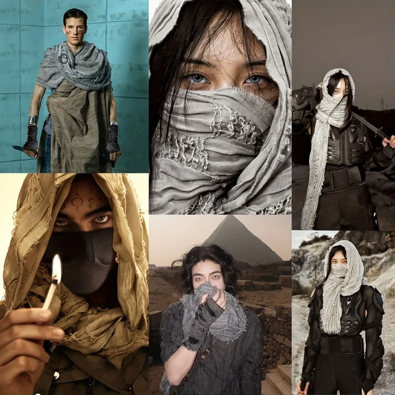 1pcs  Medieval Knight Cloak Halloween Costume Polyester Renaissance Hooded Cape LARP Cosplay Photo Props Scarf Scarf