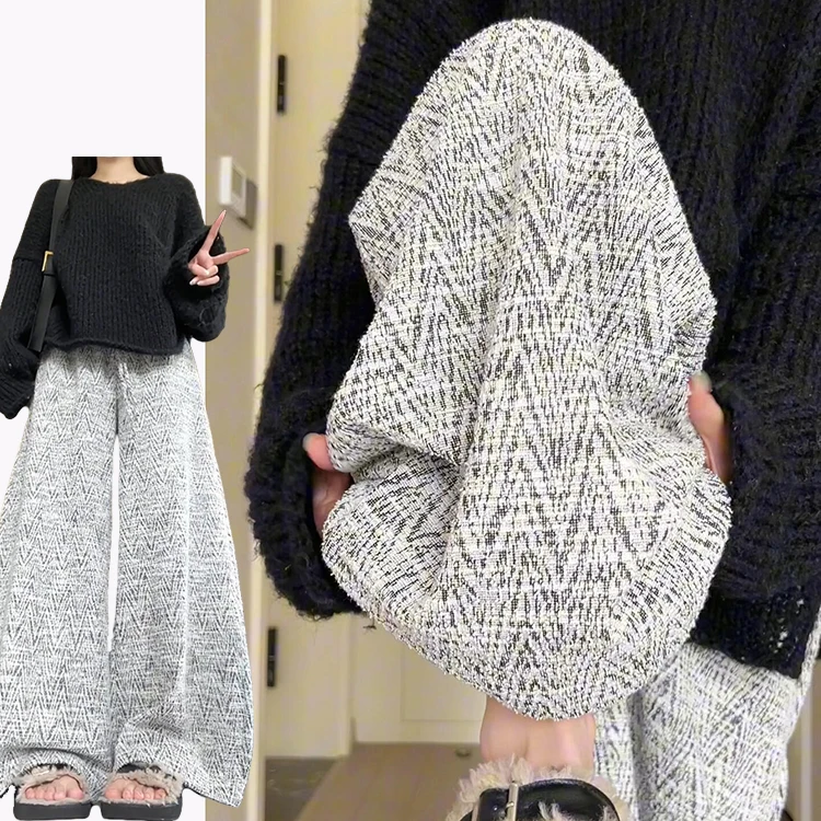 Retro Faion Casual Wide Leg Pants Women's Early Autumn Small Size Drapey Slimming Long Pants High Waist Straight Leg