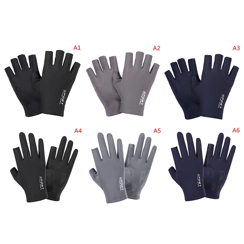 Guantes de motocicleta transpirables, seda de hielo, antideslizantes, Anti-UV, deportes al aire libre, guantes de mano protectores para jinete, 1 par