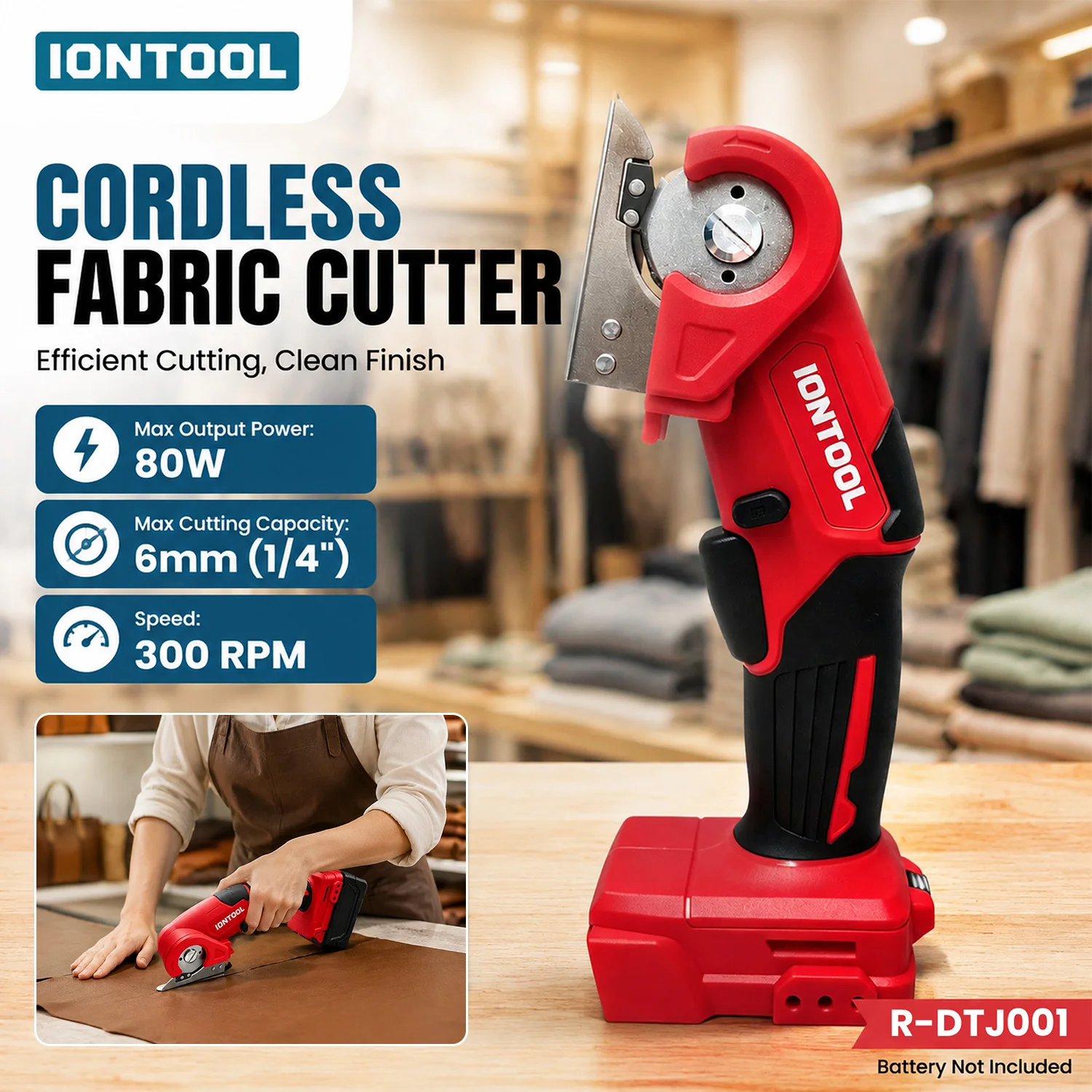 IONTOOL Red Portable Brushless Cordless Carpet Shears Bare Unit Power Tools for Beginner Handmade Craft Projects