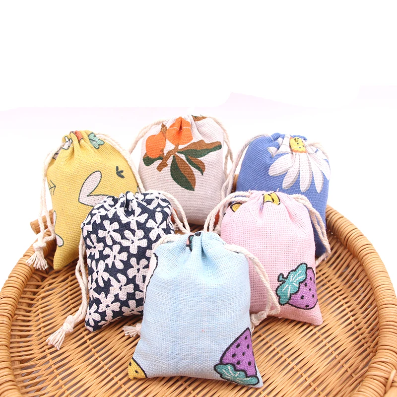 5Pcs/Lot Small Cotton Bags 8x10 9x12cm Linen Drawstring Gift Bag Christmas Party Favor Muslin Pouch Candy Jewelry Packaging Bags