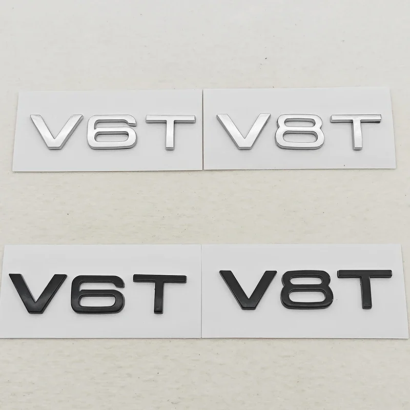

3D ABS Car Fender Side Emblem V6T V8T Logo Rear Trunk For Audi S4 A4 B7 V6T Sticker A6 SQ7 Q8 R8 S8 RS8 V8T Badge Accessories