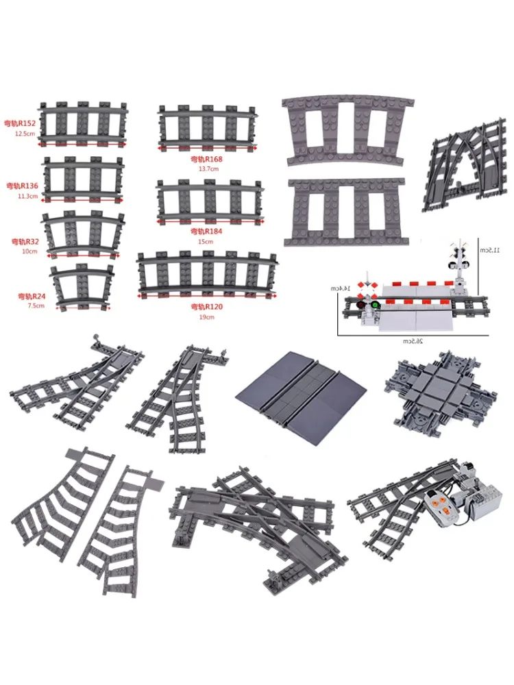 MOC Cross Track Eisenbahn DIY Szene Bausteine Multi Winkel Gebogene Zug Track Ziegel Spielzeug Eisenbahn Auto Kompatibel Mit LEGO