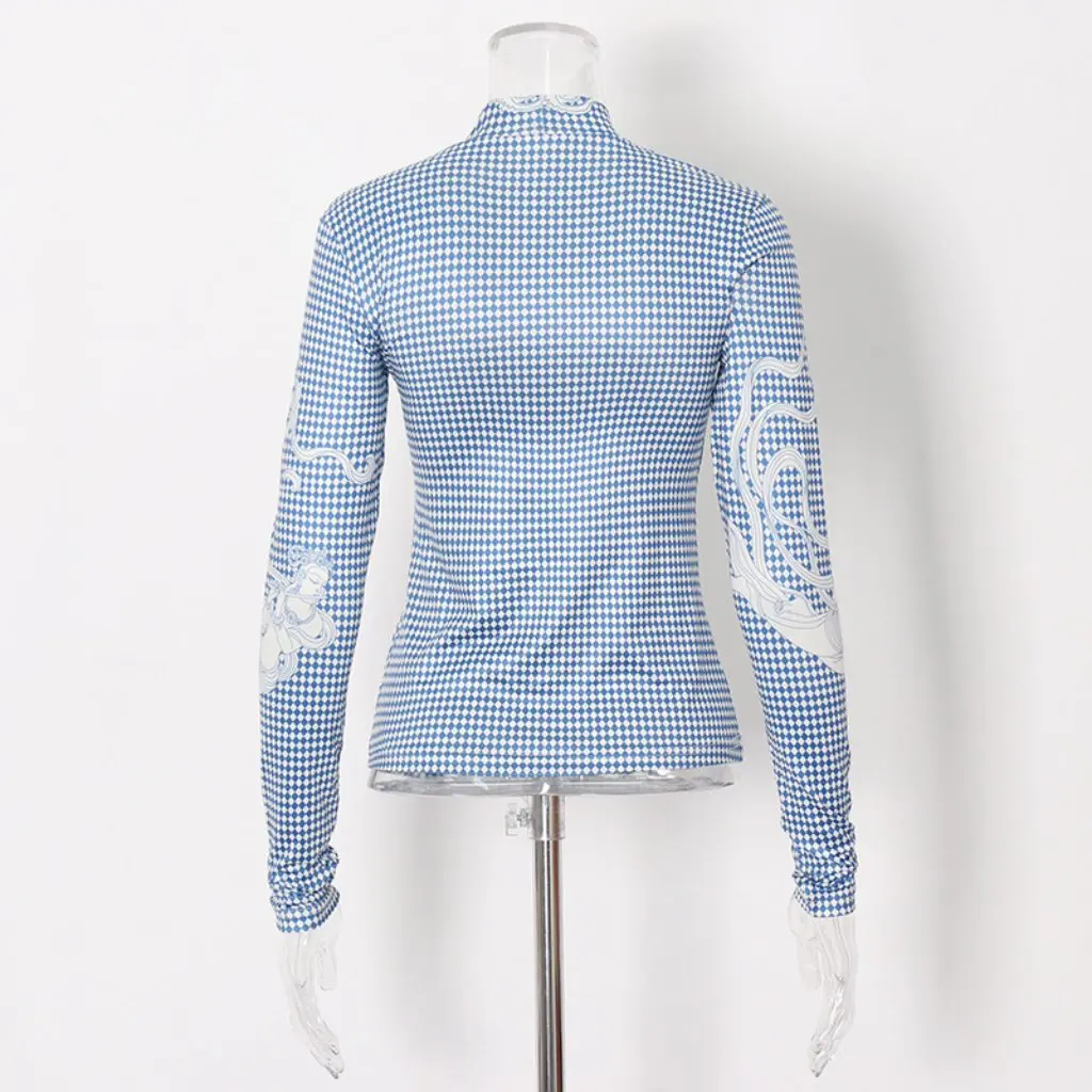 

Women's Slim Long-Sleeved T-Shirt Fashion Printed Sexy Style Niche Design New Autumn