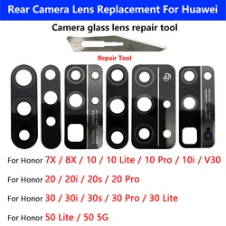 NEW Tested For Huawei Honor 30 50 5G Lite X10 9X V20 20i 20 30S 30 Pro Rear Back Camera Glass Lens with Glue Adhesive