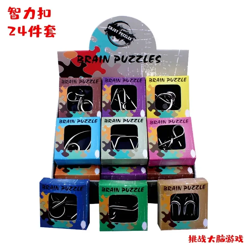 Joyeee Casse-tête en Métal, Brain Teaser Puzzles Métallique Jouet de Verrouillage Déverrouiller, IQ Logique Test Puzzles de l'intelligence éducative pour Adultes Enfants, Difficulté Moyenne - 18PCS A