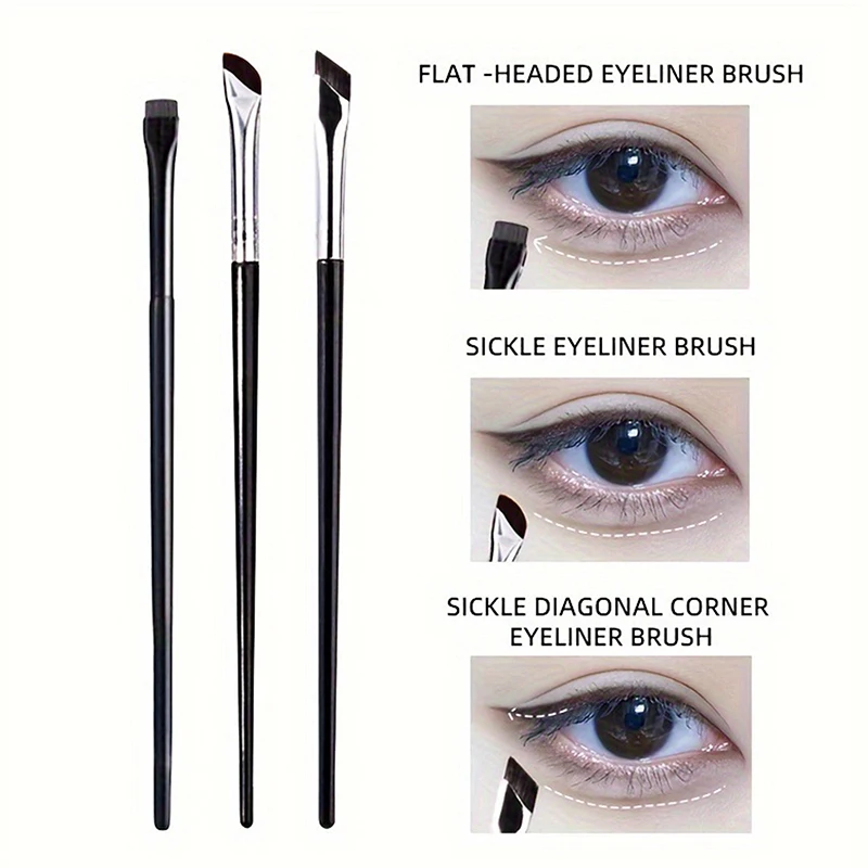 3/5/7Pcs Precision Detail Makeup Brushes Tilted Eyeliner And Eyebrow Brush Sets With Ultra-thin Eyebrow And Lower Eyelid Brush