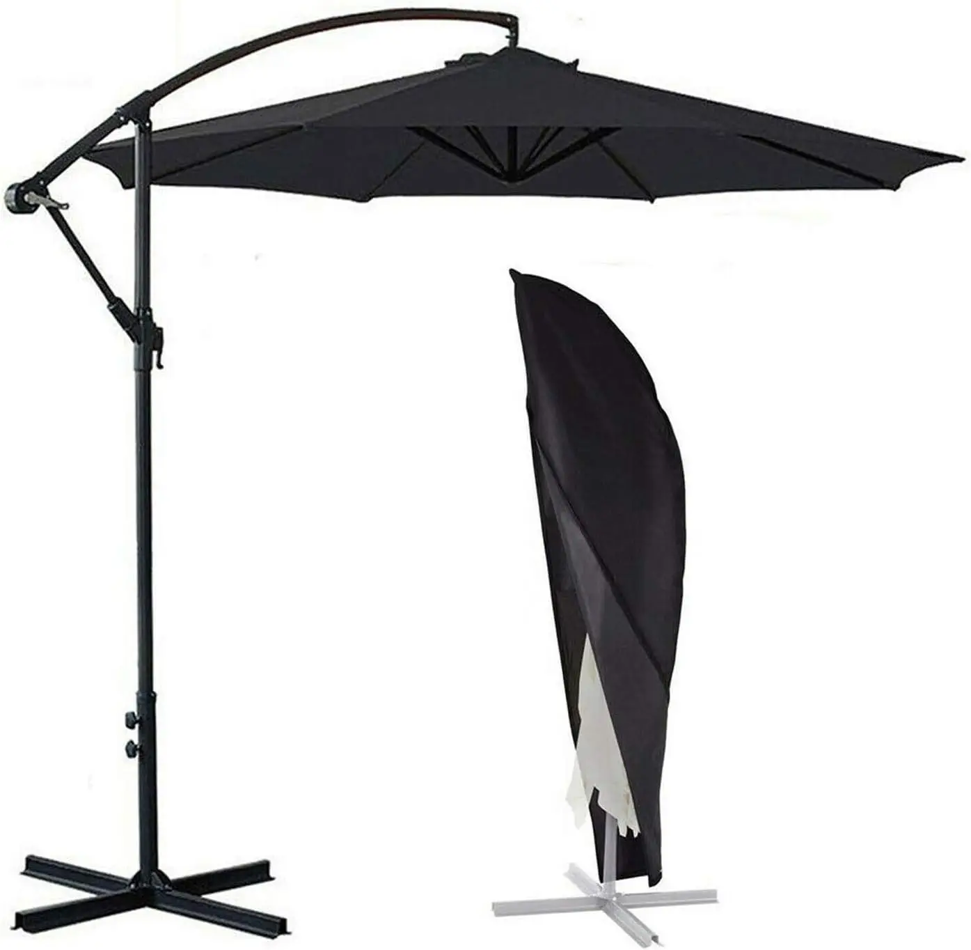 

Waterproof Cantilever Umbrella Cover for 9-13ft Outdoor Parasols with Zipper, Black