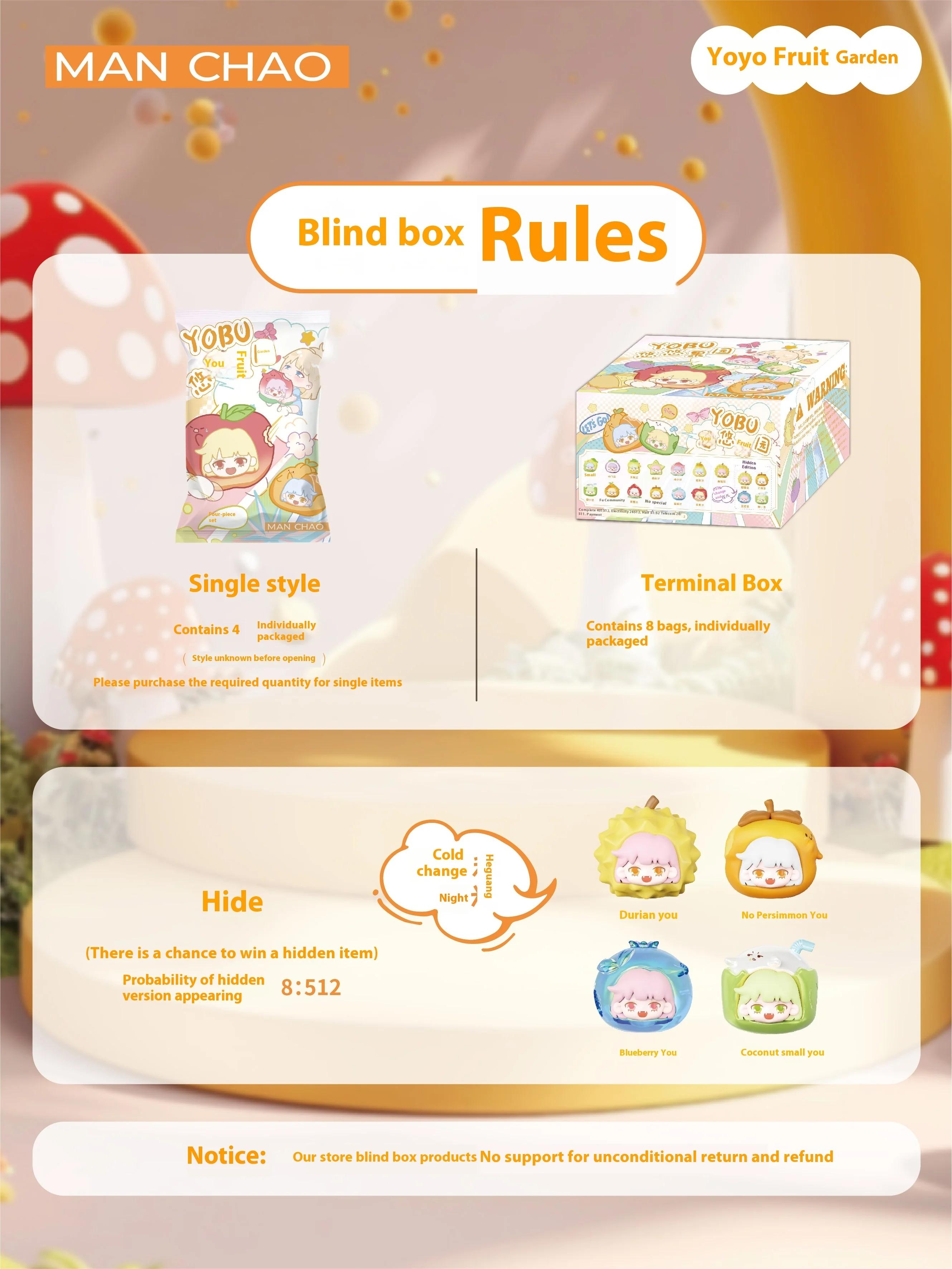 Bolsa ciega especial de granos lindos en forma de fruta de moda genuina MANCHAO