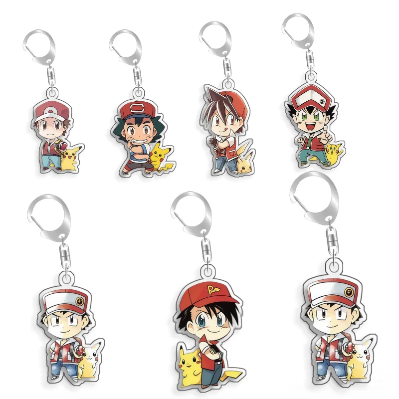 

Брелок-подвеска 5 см для покемонов: Эльф Цикчу, Эш Кетчум, красный, акриловый, ручной работы, милый мультяшный аниме-стиль, игрушка-подарок