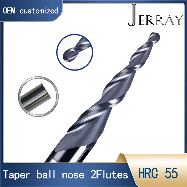 R0.25 -R2 HRC55 D3.175D4D6D8 Taper Ball Nose End Mill Tungsten solid carbide Coated cnc milling cutter woodworking engraving bit