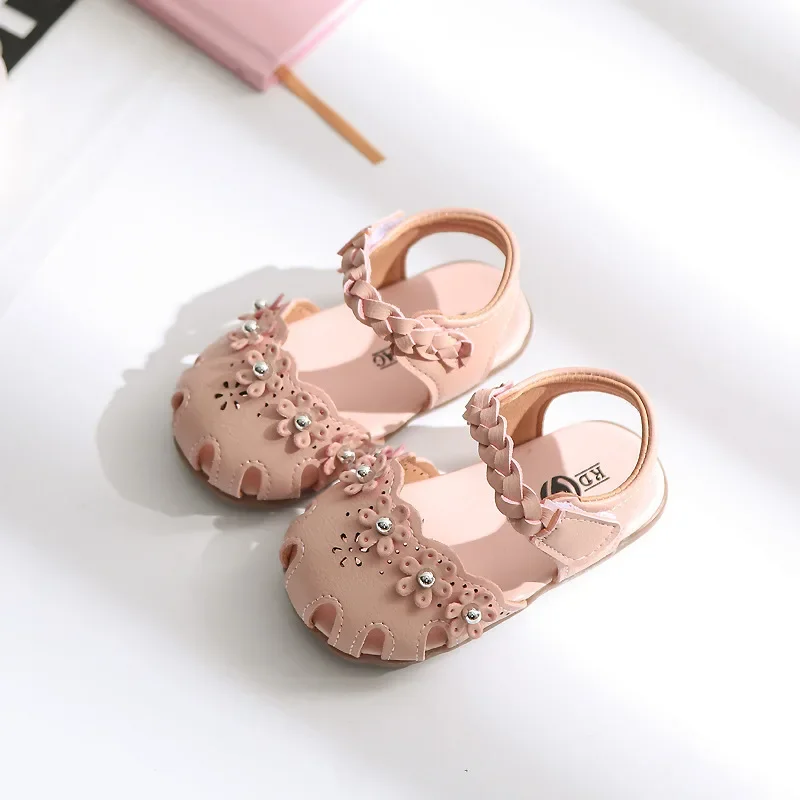 Sandálias Summer New Shoes 1-3 Year Old Baby Girls Students Sandals Bow Princess Shoes Cute Sweet Style Floral Walking Shoes