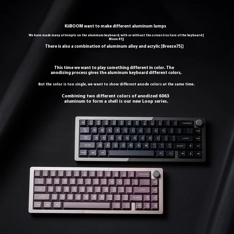 Imagem -04 - Kiiboom-personalizado Teclado Mecânico sem Fio Três Mode Gasket Split Rgb Liga de Alumínio Suporte Via Qmk Acessórios Loop65