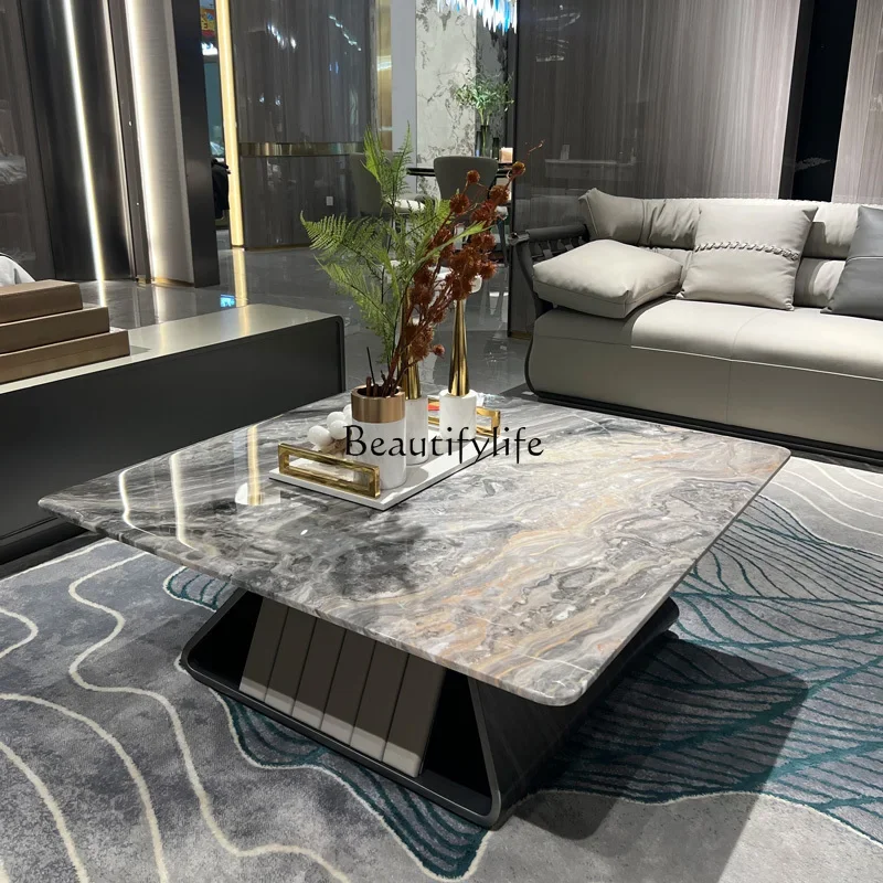 Postmodern light luxury marble surface coffee table Italian light luxury living room square table