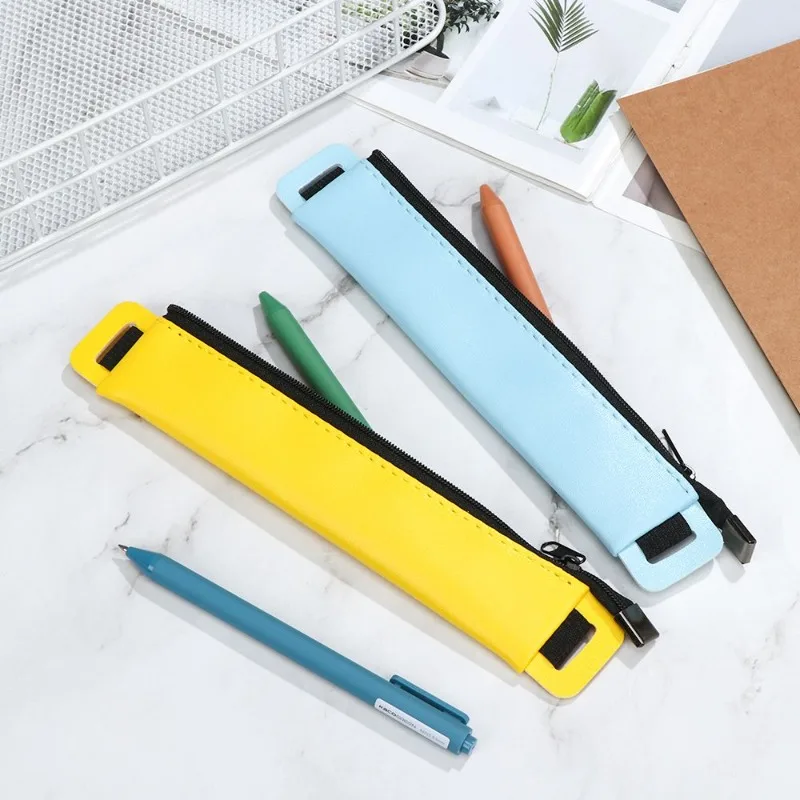 PU Leather Elastic Buckle Pencil Case for Student Luxury Notebook Pen Bag Touch Screen Pen Cover Office Meeting School Supplies