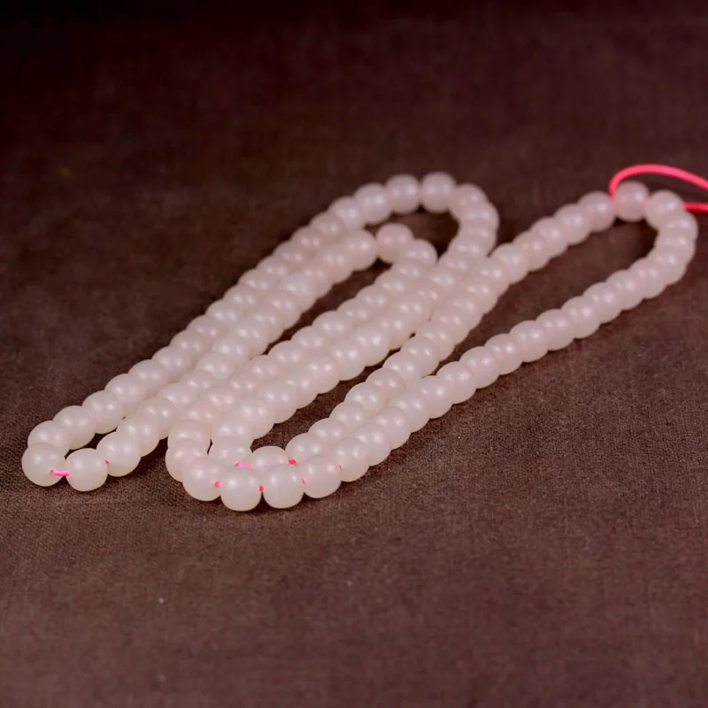 

Hetian Jade Qinghai Material Root Powder Old Style Sweater Chain 108 Buddha Beads Handheld