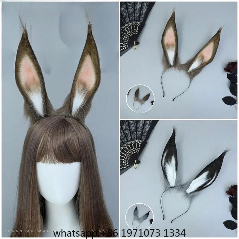 Game Arknights Amiya Savage Cosplay Accessories Props Rabbit Ear Headband Cute Faux Fur Hair Hoop Plush Bunny Ears Hairbands