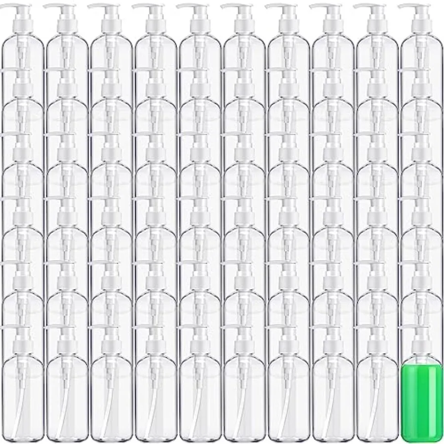 

60 Pcs 8 oz/ 250 ml Plastic Empty Pump Bottles Lotion Clear Refillable Plastic Bottles with Pumps Dispenser Portable Travel Con
