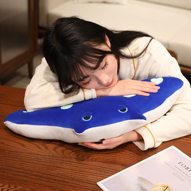 35-80cm Kawaii Creative Manta Ray Fish Plush Toys Soft Stuffed Animals Fish Plushies Throw Pillow Sofa Cushion for Kids Gifts