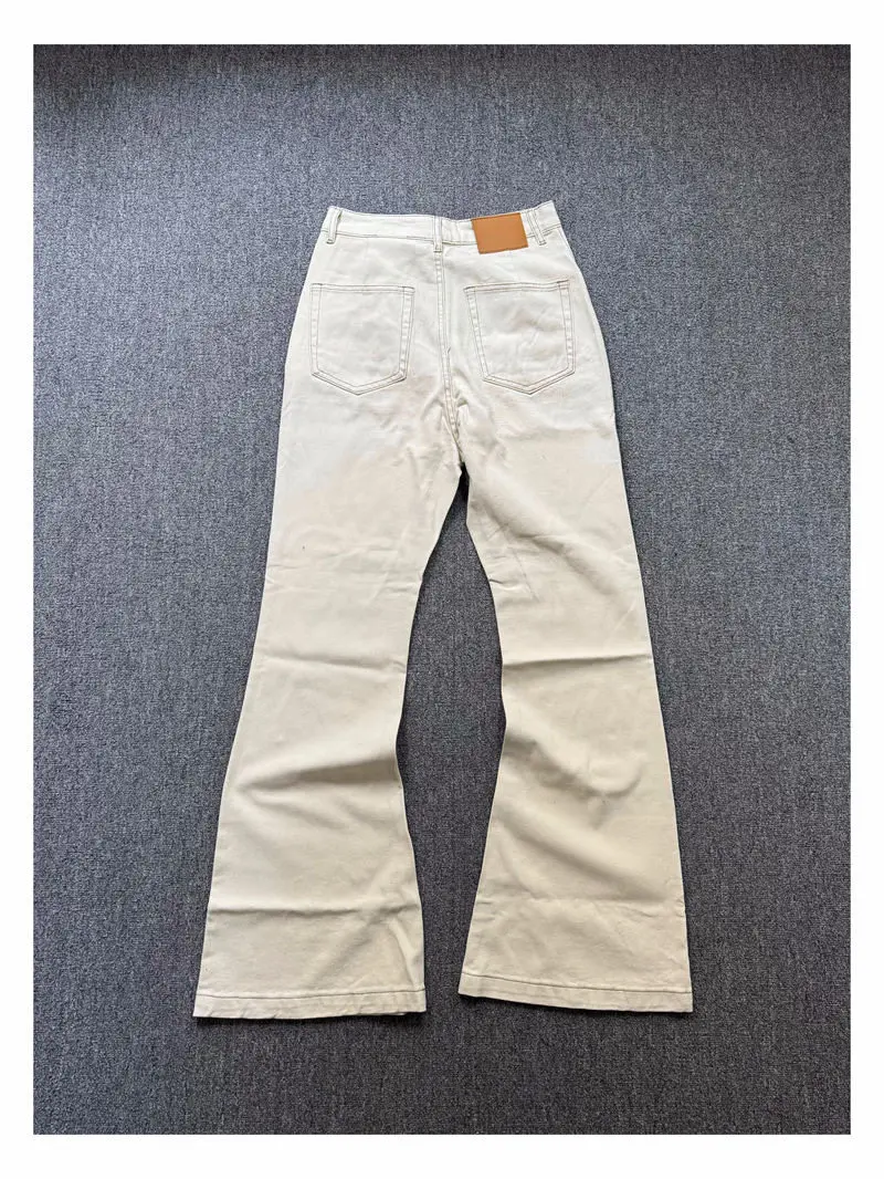 High Street Jean Pants RO Style Men's Five-star Awning Ribbon Jeans with Flared Wide Leg Flared Casual Denim Pants