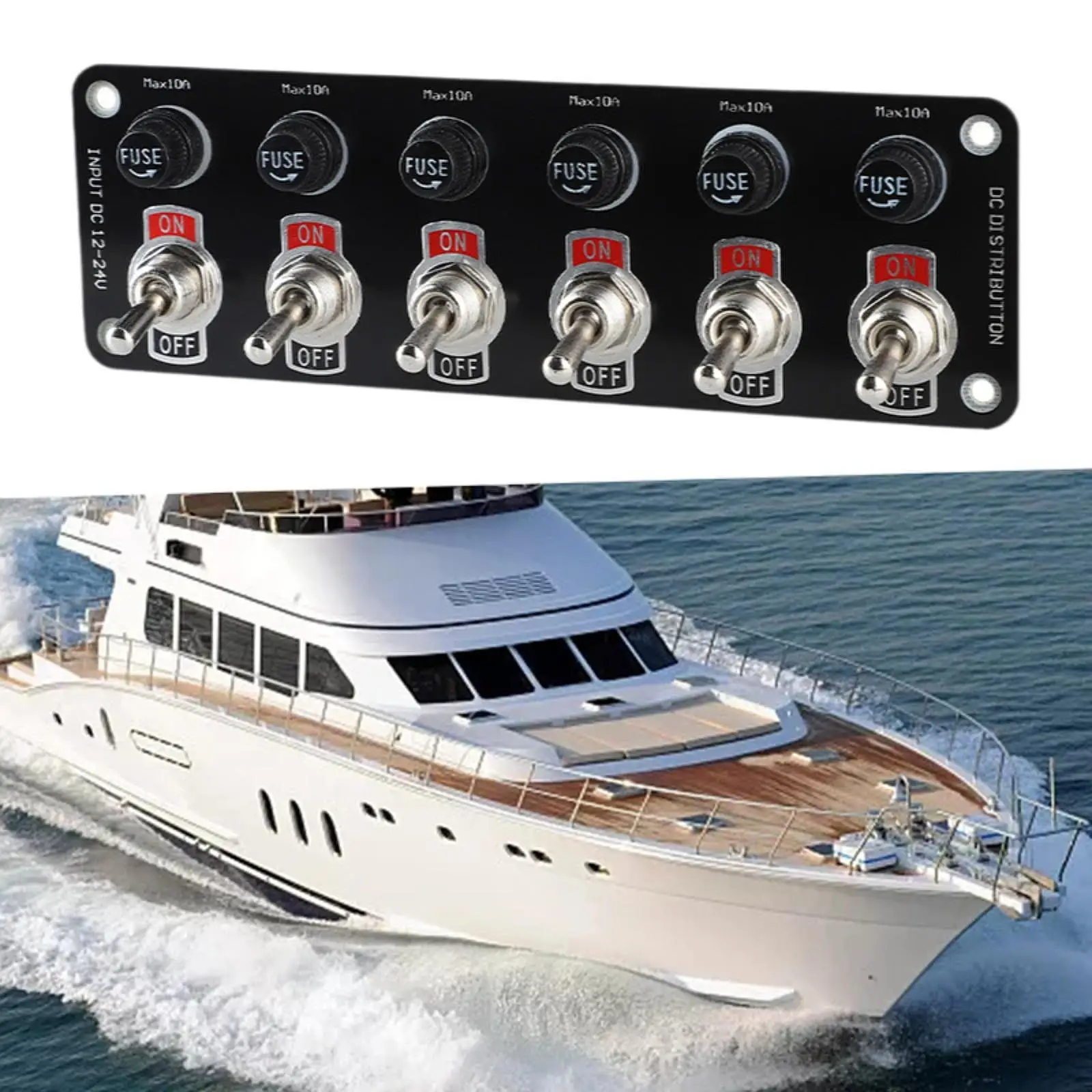 

Панель переключателя управления Bilge Pump, 6 переключателей, 12 В, 24 В, 10 А, панель переключателя предохранителей для грузовиков, автомобилей, мопедов, лодок, стабильная производительность