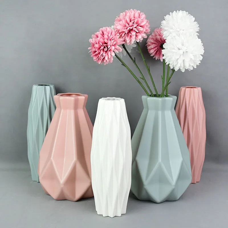 1Pc Flower Vase Table Decoration Home White Imitation Ceramic Flower Pot Basket Nordic Decorative Vases for Flower Arrangement