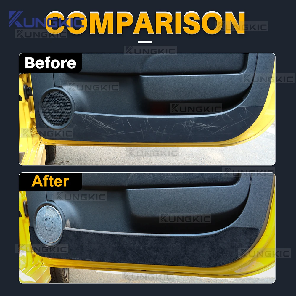 Door Anti-kick Pad For Abarth 595 695 2012-2024/ Fiat 500/500C 2008-2024/ 500E 2013-2019 Flannel LHD RHD Mat Trim Accessories view 2