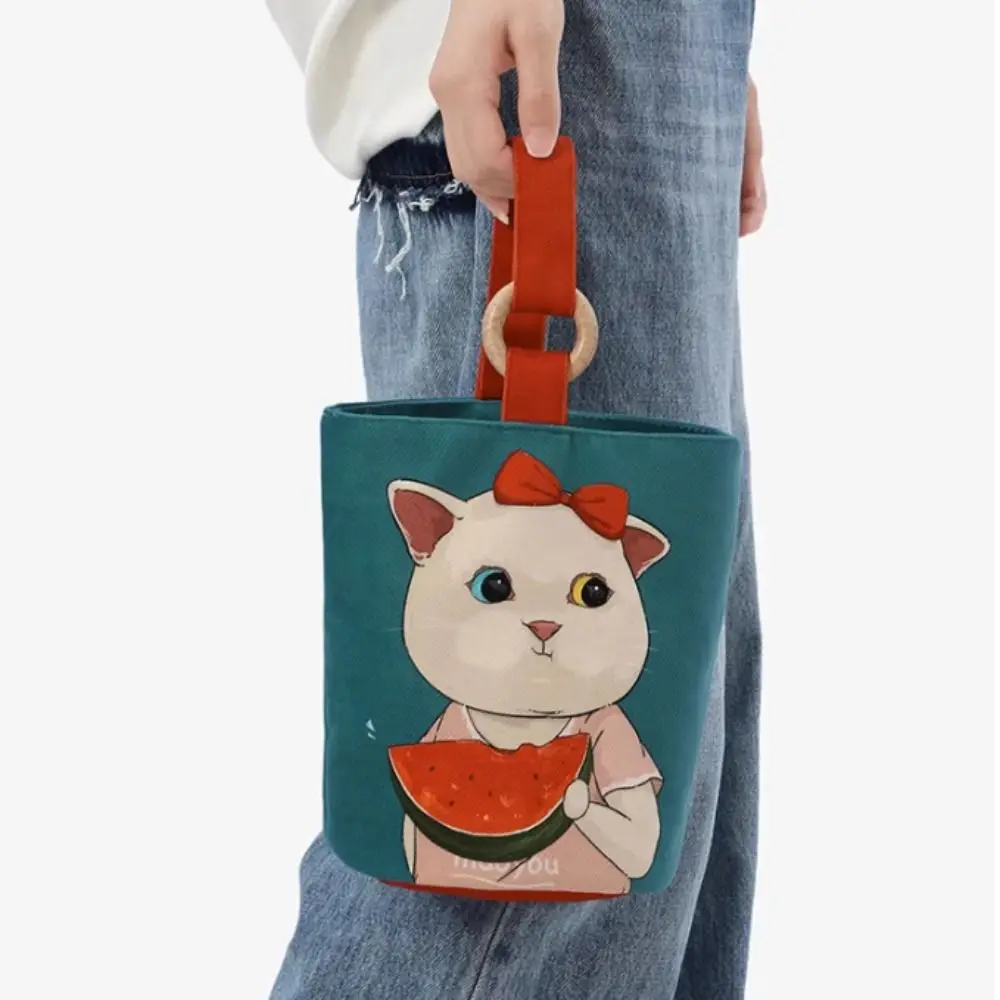 Duża pojemność Cartoon Graffiti Bucket Bag Korean Style Shoulder Bag Canvas Handbag Lunch Bag Tote Bag Mummy Bag Storage Bag