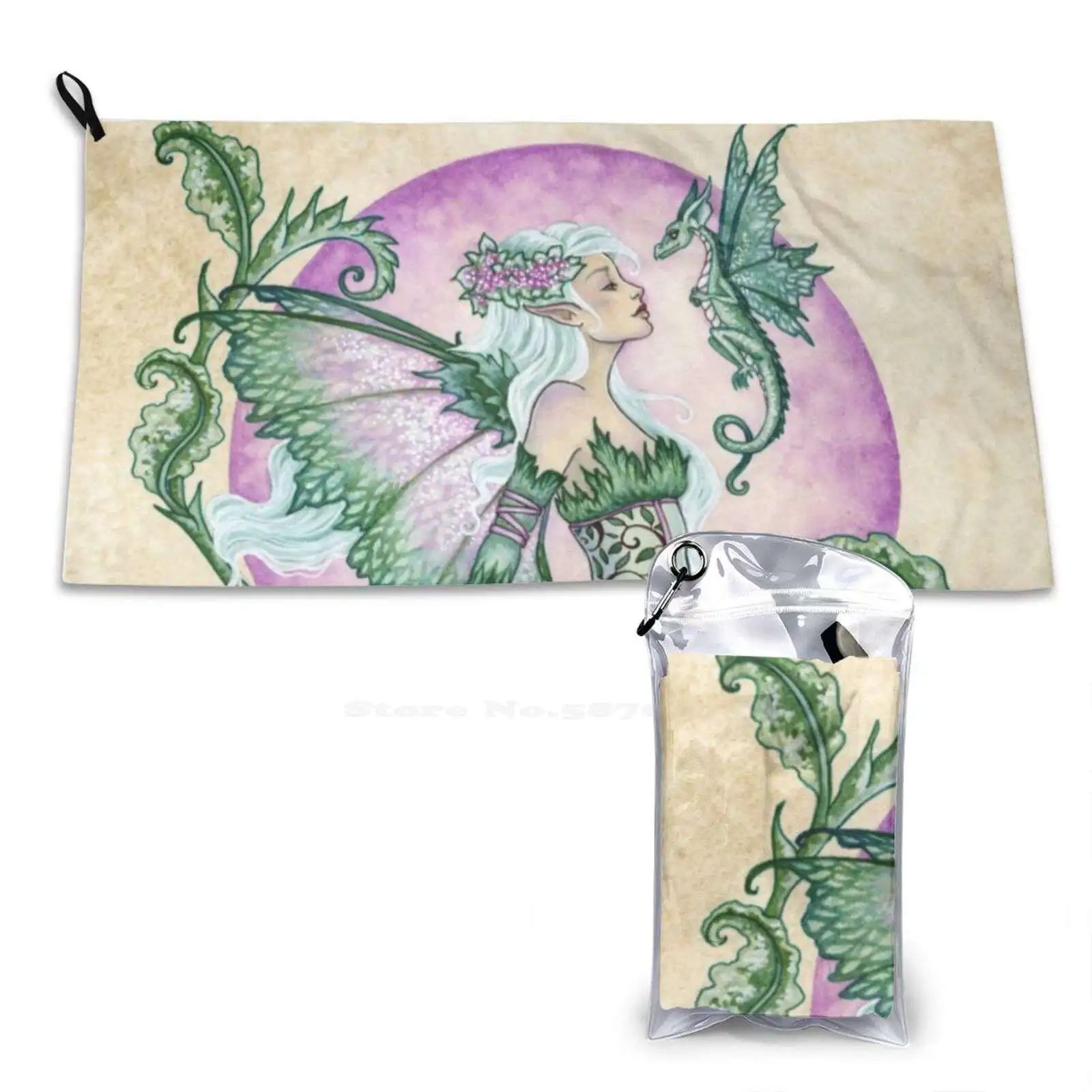 Discovery Soft Towel High Quanlity Sport Washcloth Fairy Amy Brown Fantasy Dragon Green Purple