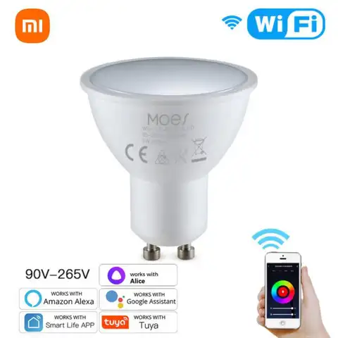 Tuya GU10 와이파이 스마트 라이트 LED 전구, RGBCW 4.7W, 조도 조절 램프, 스마트 라이프 원격 제어, 알렉사 홈으로 작동