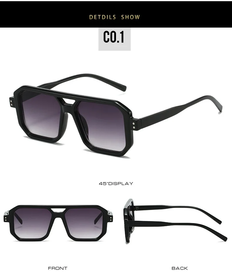 Neue Vintage Quadratische Sonnenbrille für Damen und Herren Marken-Rechteck-Sonnenbrille Ovale Brillen für Männer und Frauen – Detail 13