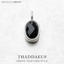 Pendant Oval Black Crystal Fashion Jewelry Europe Style 925 Sterling Silver Accessories Gift For Women