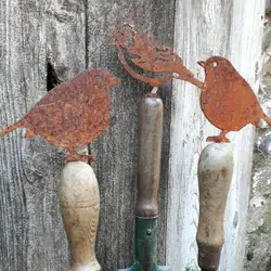 Rusty Metal Bird Recorte Ferro Forjado Casa Cerca De Jardim Pátio Quintal Decoração Rust Robin Woodpecker Decoração Jardim Ornamento